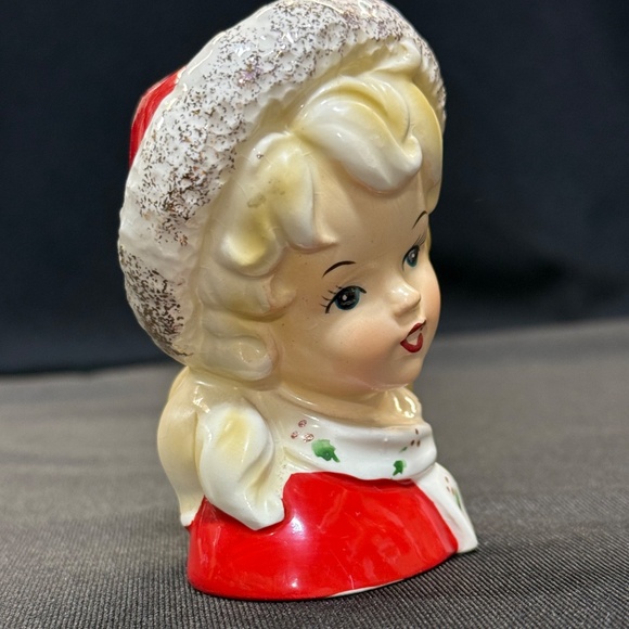 INARCO Vintage 1964 Christmas Young Girl Head Vase E1274 - Picture 5 of 14